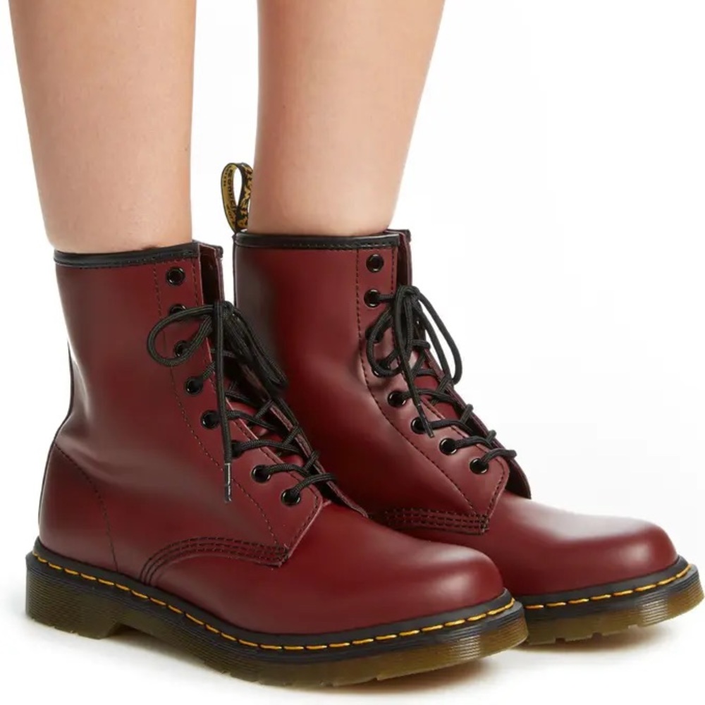 Dr Martens Red 1460 W lug sole boots